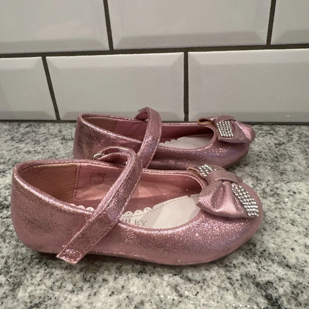 Laura‎ Ashley Toddler Girls Shimmer Pink Dress Shoes 5 New Rhinestones Starlet